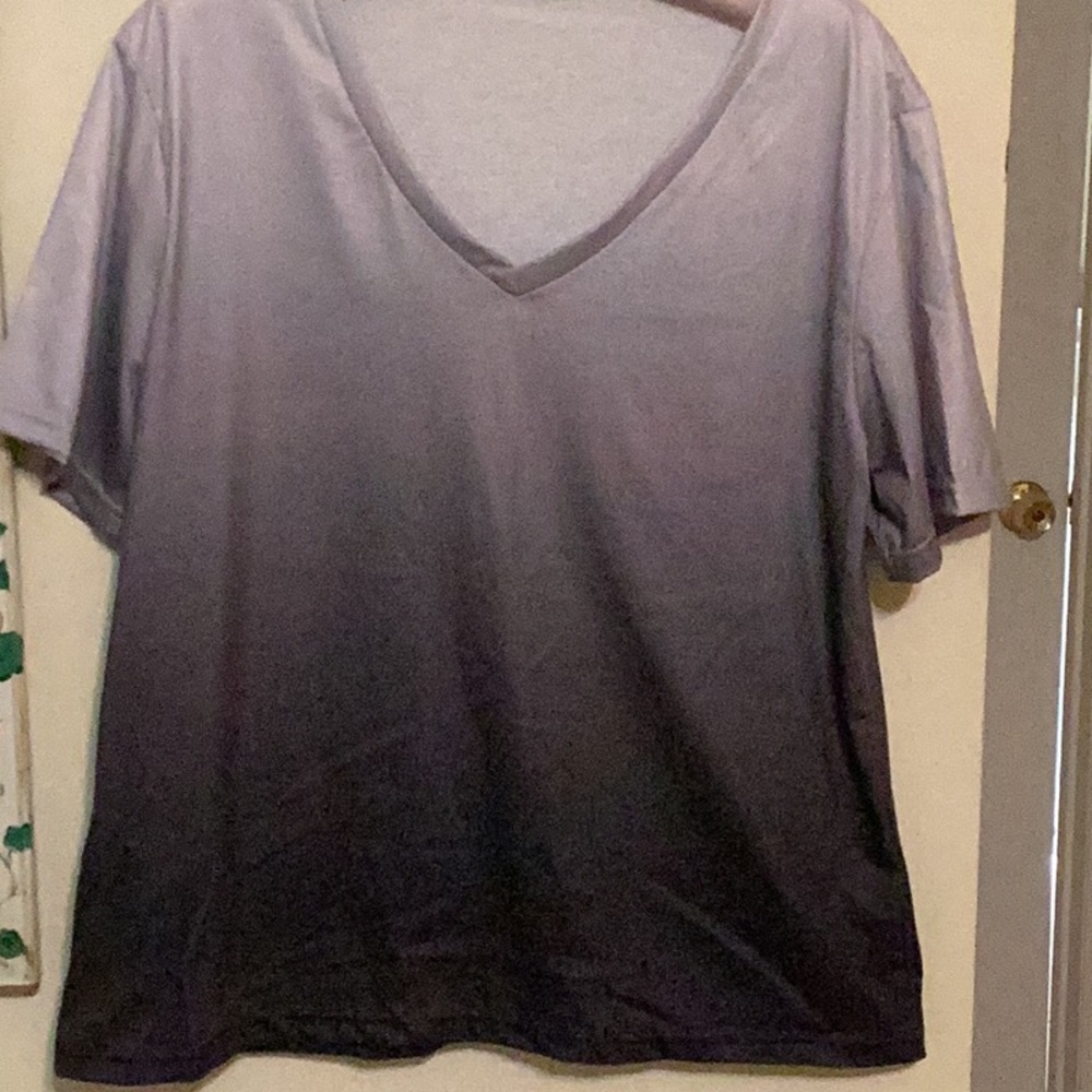 Gray Ombre V-Neck Women's Top